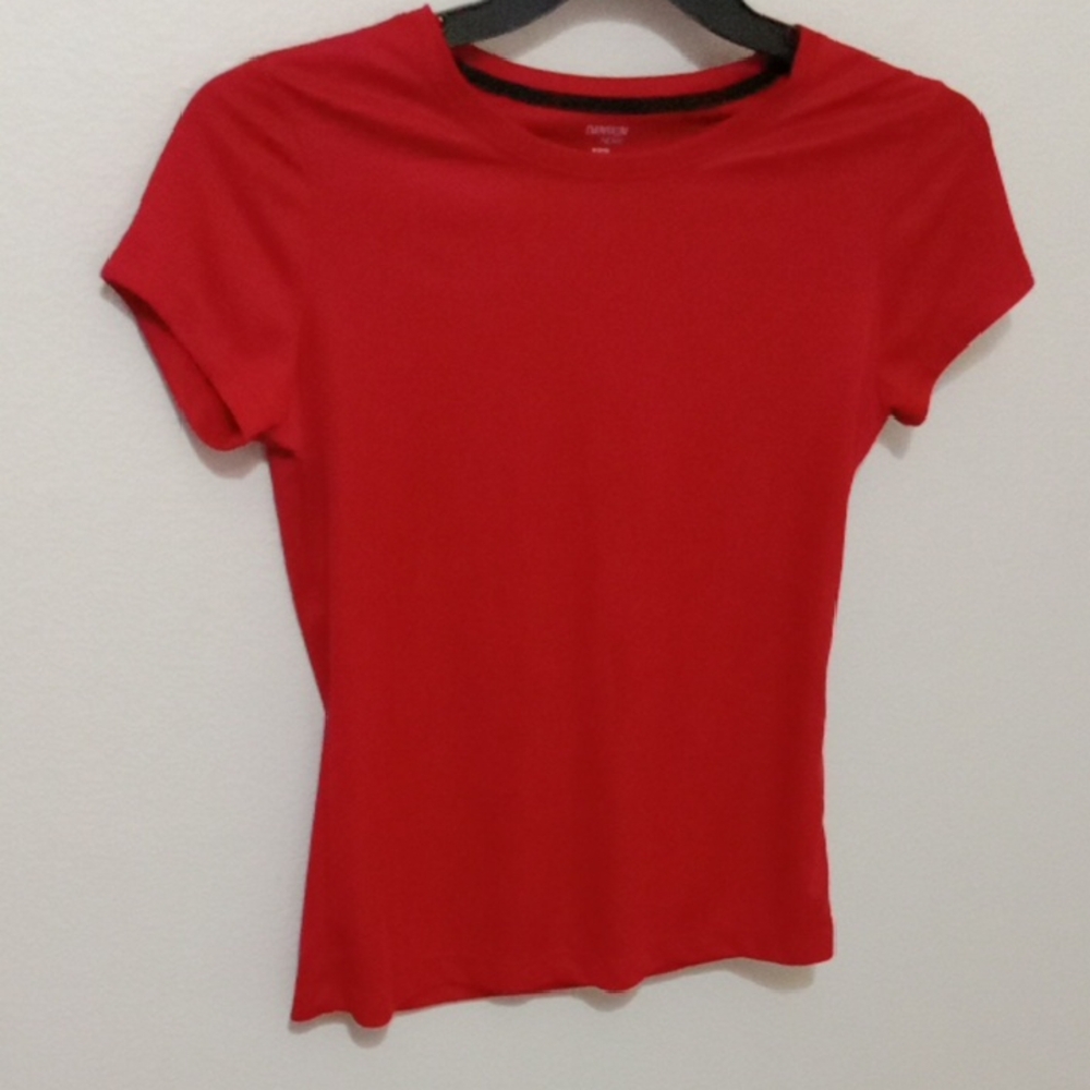 Danskin Red Fitted Short Sleeve T-Shirt